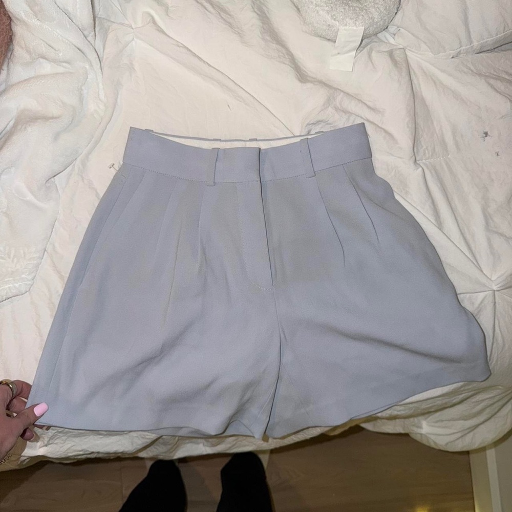 Light Blue Pleated Women's Dress Shorts